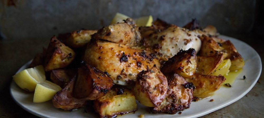 Baked greek chicken and lemon potatoes