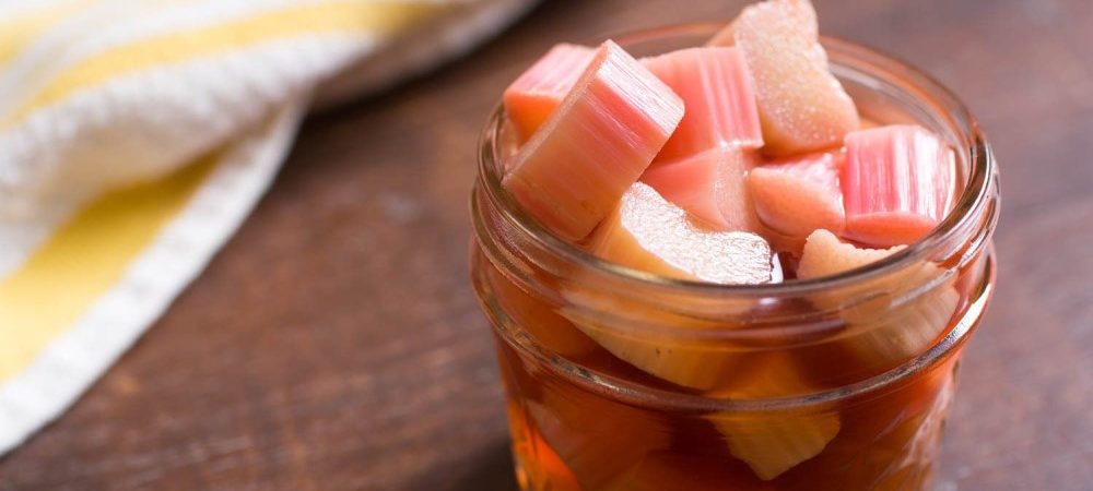 Rhubarb pickles in the jar