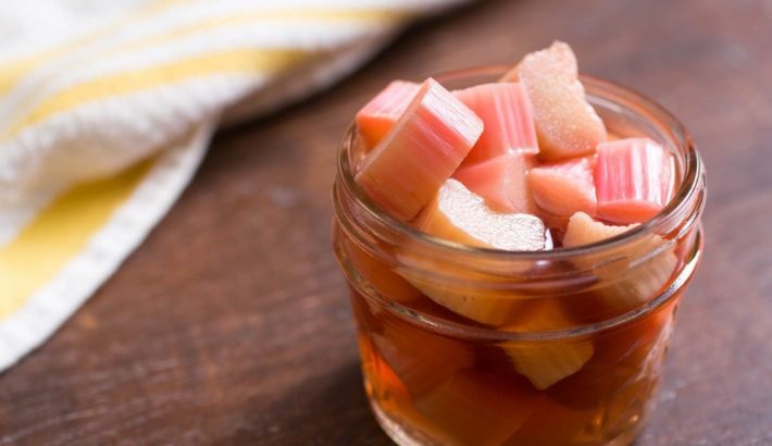 Rhubarb pickles in the jar