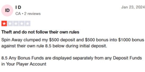 Spinaway Trustpilot